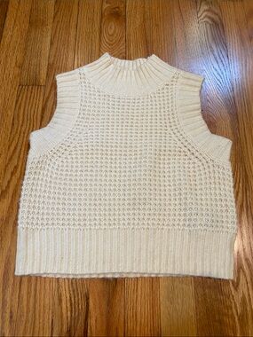 Cream Cropped Mock Neck Sweater Shell